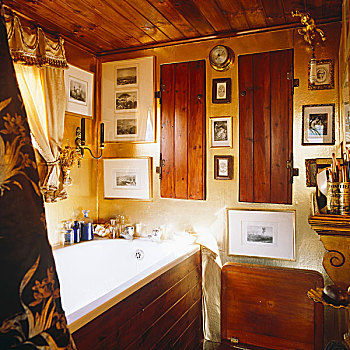 墙壁,小,浴室,遮盖,黄金,包装纸,框架