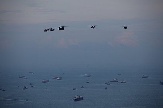 直升飞机,飞跃,海岸,新加坡