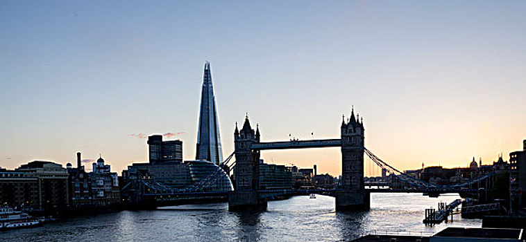 塔桥,碎片,黄昏,伦敦,英格兰,英国
