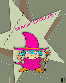 卡通插画,粉红帽子,粉红裙子,魔法棒,小魔法师,五角星背景,吉祥物