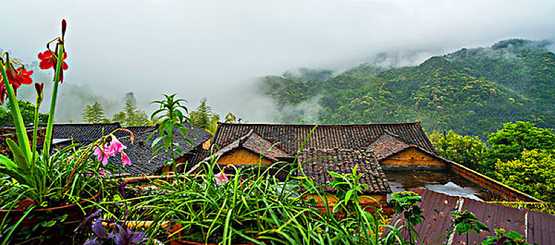 缺牙山,高山,云雾,乡村