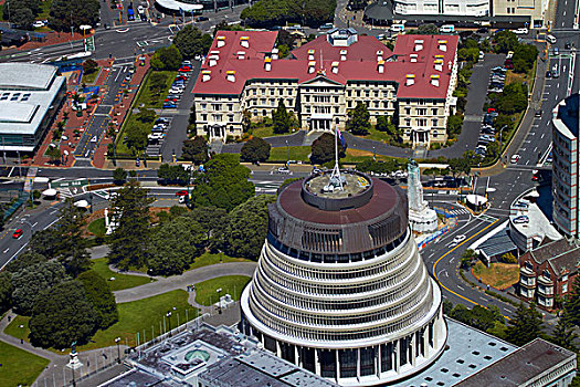 议会,地面,老,政府建筑,惠灵顿,北岛,新西兰,航拍
