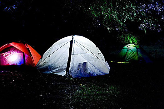 帐篷,光亮,夜晚