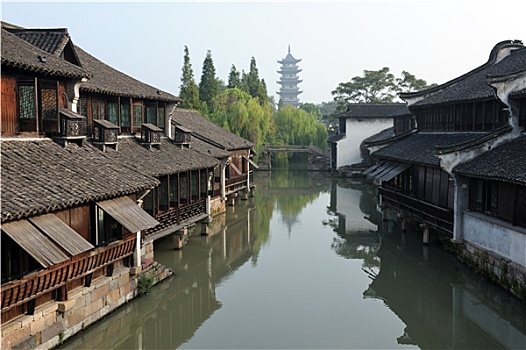 中国,传统风格,建筑,乌镇,城镇