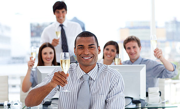 成功,企业团队,喝,香槟