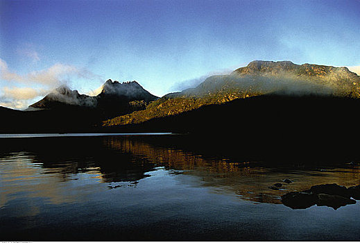 山,反射,湖,摇篮山,鸽子,塔斯马尼亚,澳大利亚