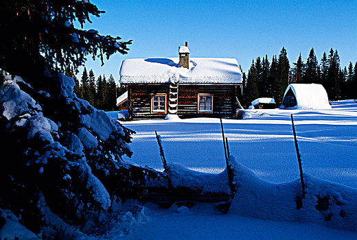 小屋,冬季风景