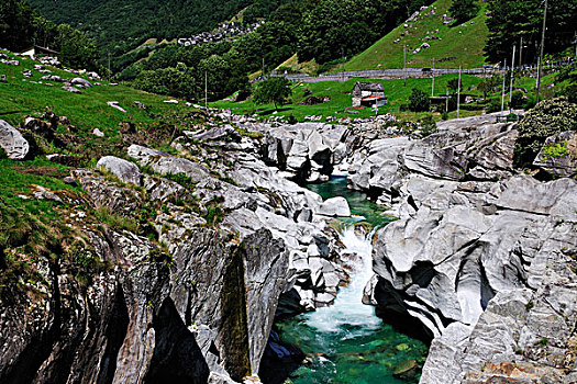 河,流动,山谷,提契诺河,瑞士,欧洲