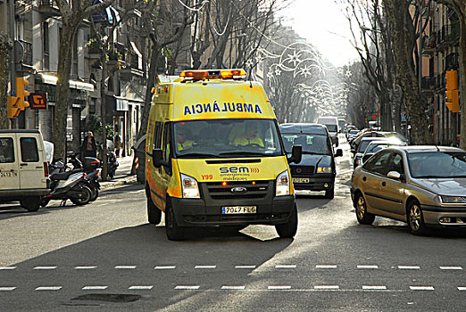 救护车,巴塞罗那,西班牙,欧洲