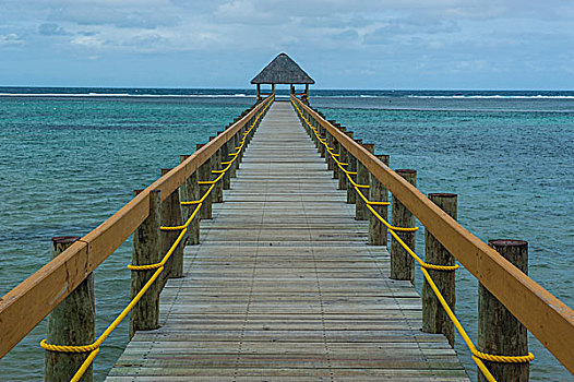 长,木质,码头,珊瑚海岸,维提岛,斐济,南太平洋