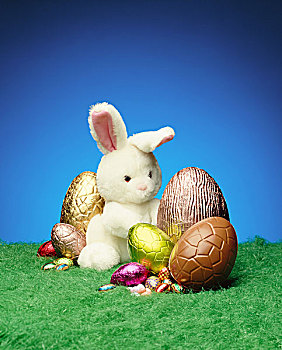 复活节,巧克力蛋,可爱,兔子