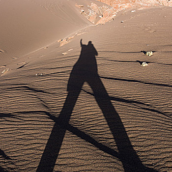 影子,一个人,沙滩,沙漠,佩特罗,阿塔卡马沙漠,省,安托法加斯塔大区,智利