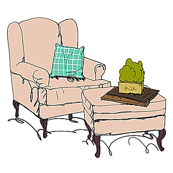 沙发,垫子,盆栽