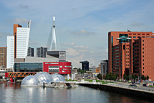 现代建筑,河,港口,莱茵河,鹿特丹,荷兰,欧洲