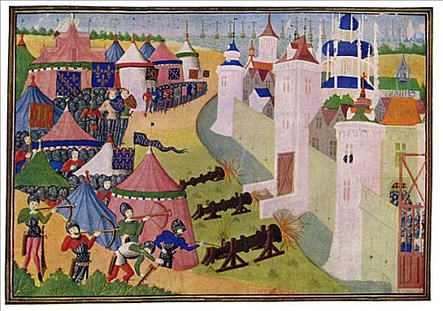 攻击,城镇,15世纪,艺术家,哈雷