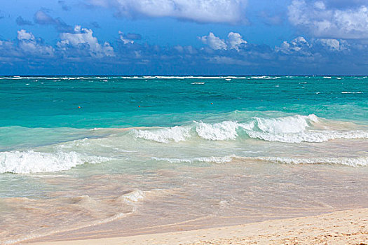 鲜明,空,海边风景,大西洋,海岸,多米尼加共和国,蓬塔卡纳