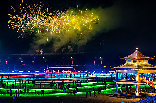 夜幕下的中国长春冰雪新天地冰雪景观