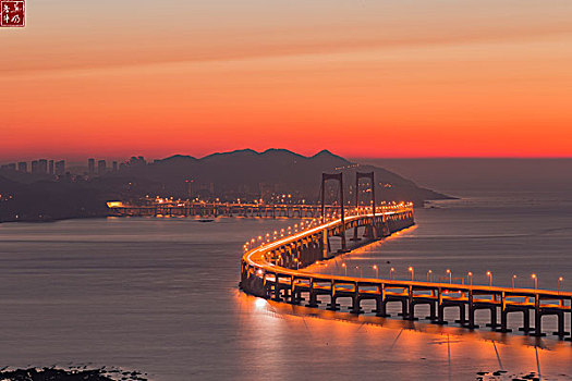 大连星海湾大桥日出