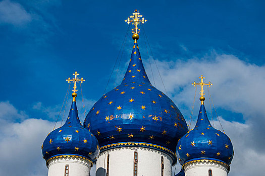 蓝色,穹顶,俄国东正教堂,圣诞,大教堂,世界遗产,景象,俄罗斯,欧洲