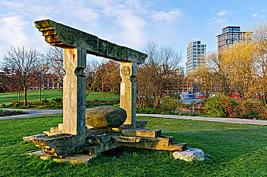 雕塑,公园,温哥华,不列颠哥伦比亚省,加拿大