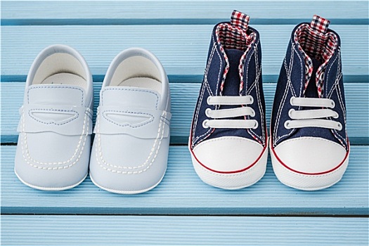 一对,深蓝,白色,婴儿,运动鞋,蓝色,童鞋