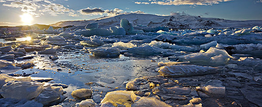 冰山,冰河河道,泻湖,东方,冰岛