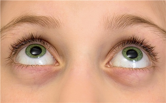 大,绿色,女孩,眼睛