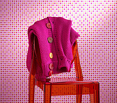 粉色,开襟羊毛衫,甘草,扣,红色,塑料制品,椅子