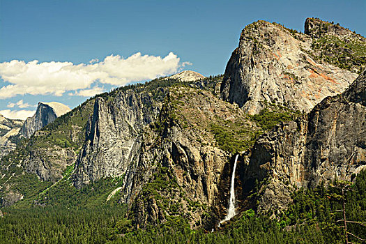 婚纱瀑,内华达山脉,隧道,风景,优胜美地国家公园,加利福尼亚,美国