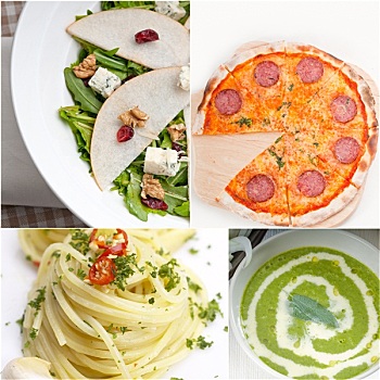 健康,美味,意大利食物,抽象拼贴画