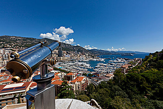 望远镜,远眺,港口,摩纳哥,蒙特卡洛,摩纳哥公国,地中海,欧洲