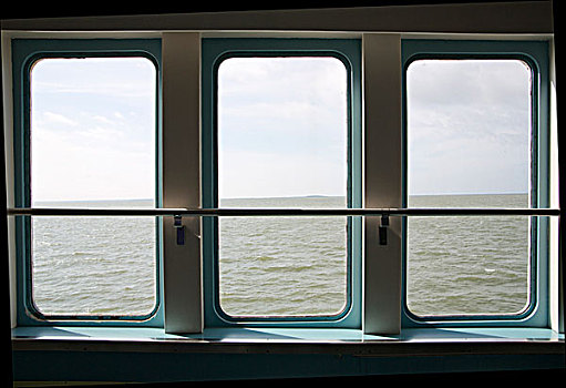 船,舷窗,宽,风景,上方,海洋
