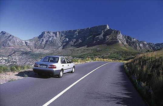 开普敦,街道,道路,汽车,风景,桌山,信号,山,南非