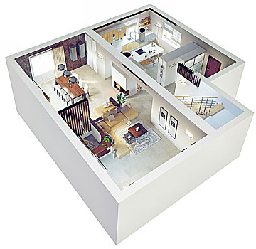 平面图,公寓,地面,清晰,室内设计