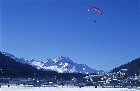 滑翔伞,陆地,冰冻,湖