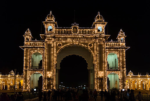 入口,大门,东方,王宫,光亮,夜晚,印度,亚洲