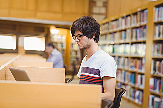 年轻,学生,笔记本电脑,大学,图书馆