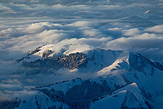 傍晚,冬天,山,阿尔卑斯山,瑞士,欧洲