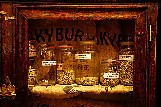 咖啡豆,阿尔及利亚,咖啡,商店,老,街道,在家办公,伦敦,英国
