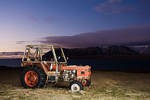 空,拖拉机,荒漠景观,冰岛