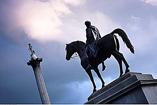 雕塑,纳尔逊纪念柱,特拉法尔加广场,伦敦,英格兰