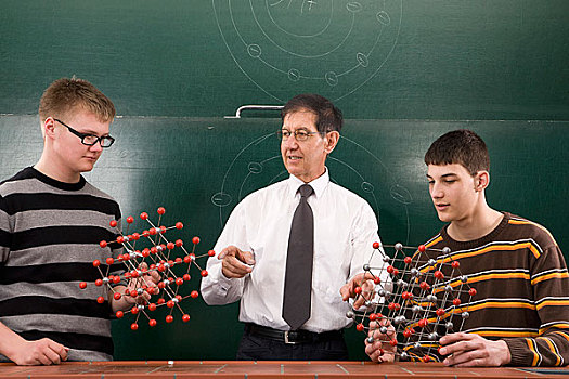 教师,展示,学生,分子结构,模型
