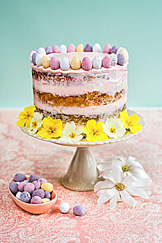 复活节蛋糕,装饰,迷你,巧克力蛋,花
