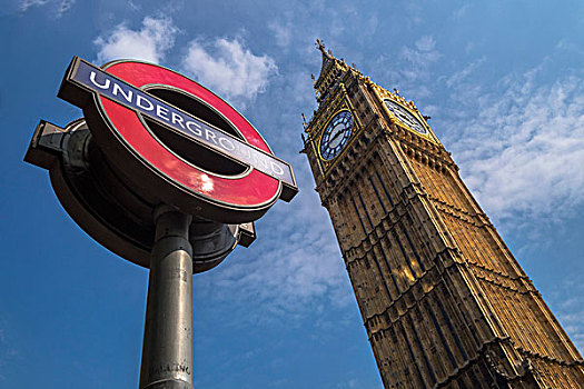 伦敦地铁标志,大本钟,伦敦
