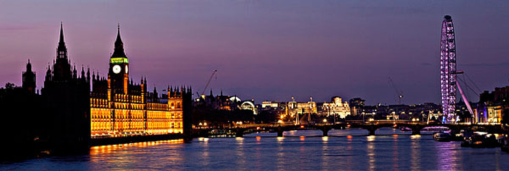 全景,图像,议会大厦,伦敦眼,伦敦,英格兰