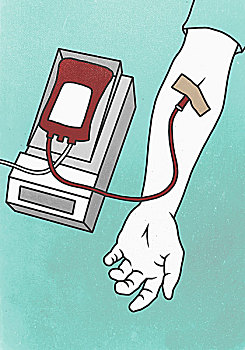 插画,手,注射器,献血