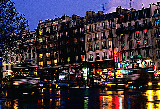 法国,巴黎,交通,夜晚