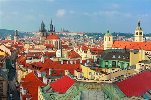 航拍,俯视,老城,布拉格,捷克共和国