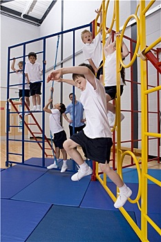 学童,攀登,健身房,攀登器材