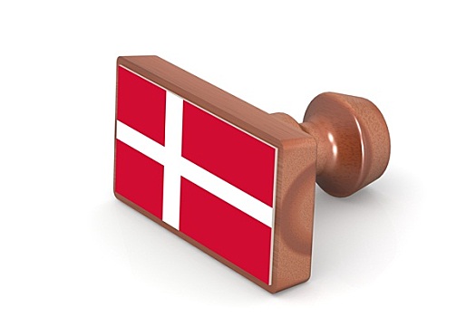 木质,图章,丹麦,旗帜